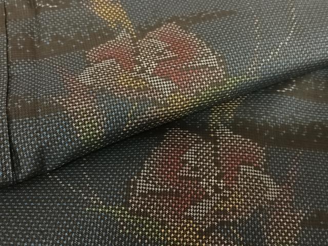 平和屋着物●本場大島紬 一元7マルキ 草花文 正絹 逸品 AABC0099zg