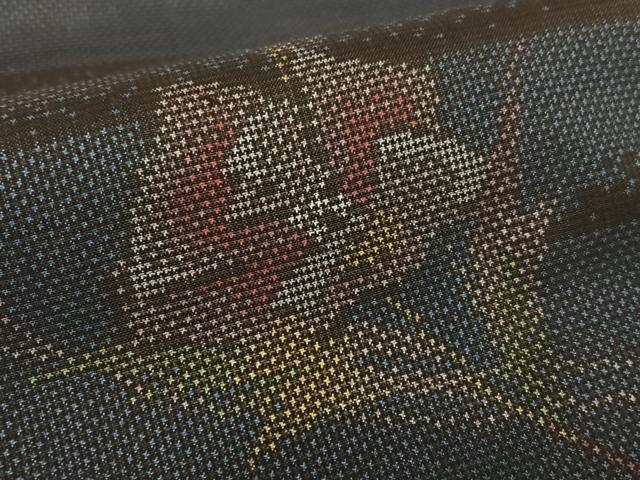 平和屋着物●本場大島紬 一元7マルキ 草花文 正絹 逸品 AABC0099zg