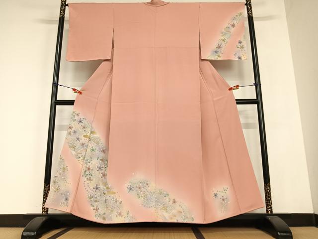 平和屋着物●訪問着 辻が花 地紙立波花文 暈し染め 金彩 正絹 逸品 AABC0124zg