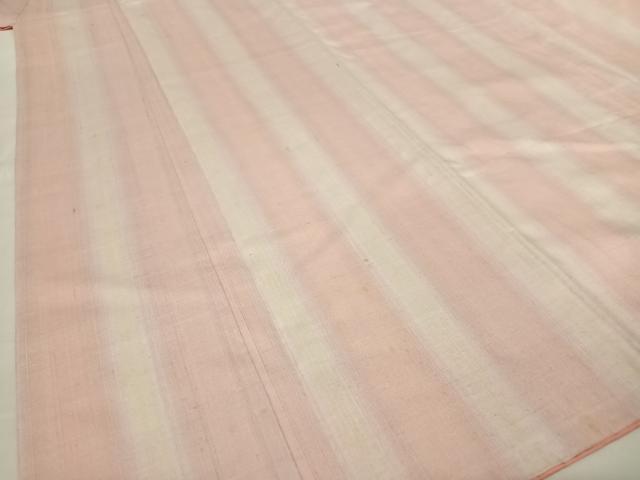 平和屋着物●紅花紬 米沢 新田英行 新田間道 縞 やまと誂製 正絹 逸品 AABC0211zg