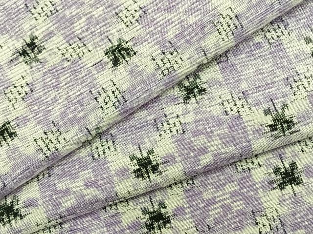 平和屋着物▽上質な紬 単衣 市松花文 正絹 逸品 AABC0243fy