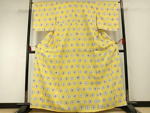 平和屋着物▽小紋 単衣 花尽くし 洗える着物 AABC0270fy