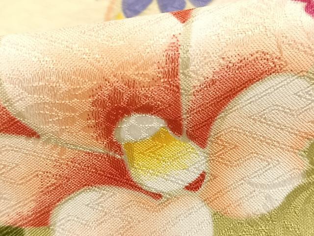 平和屋着物▽リョウコキクチ Ryoko Kikuchi 小紋 単衣 草花文 洗える着物 AABC0276fy