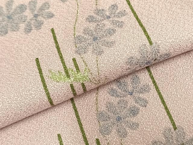 平和屋着物▽小紋 単衣 草花文 洗える着物 AABC0284fy