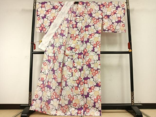 平和屋着物▽リョウコキクチ Ryoko Kikuchi 小紋 単衣 花尽くし 洗える着物 AABC0290fy