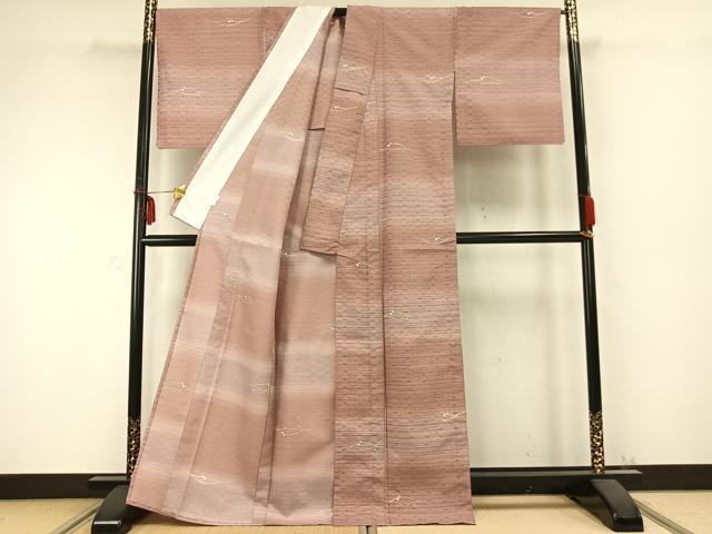 平和屋着物▽小紋 単衣 花織 露芝文 洗える着物 AABC0292fy