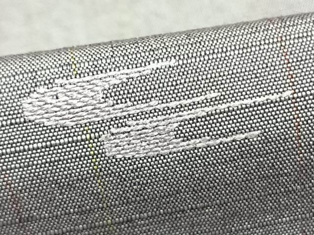 平和屋着物▽上質な紬 単衣 刺繍 絣柄 正絹 逸品 AABC0306fy