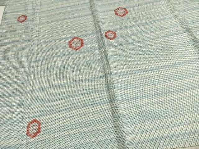 平和屋着物▽上質な小紋 単衣 亀甲文様 正絹 逸品 AABC0314fy