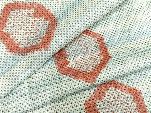 平和屋着物▽上質な小紋 単衣 亀甲文様 正絹 逸品 AABC0314fy