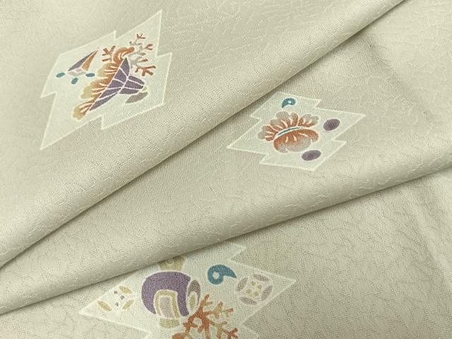 平和屋着物▽小紋 単衣 宝尽くし文様 洗える着物 AABC0326fy