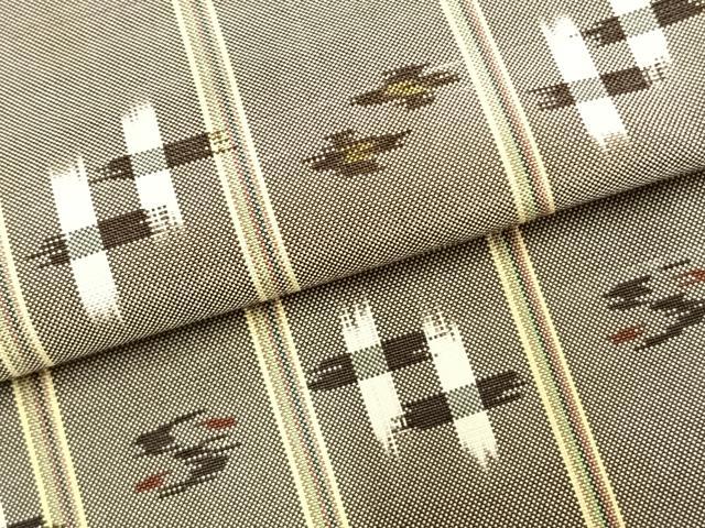平和屋着物▽本場琉球絣 単衣 正絹 逸品 AABC0338fy