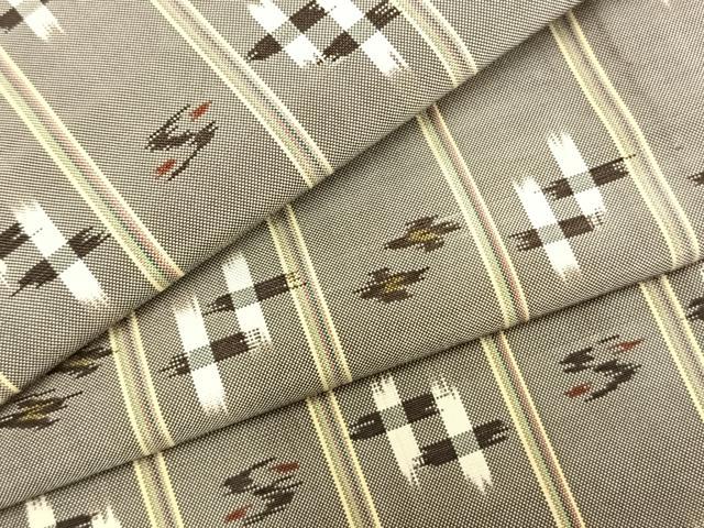 平和屋着物▽本場琉球絣 単衣 正絹 逸品 AABC0338fy