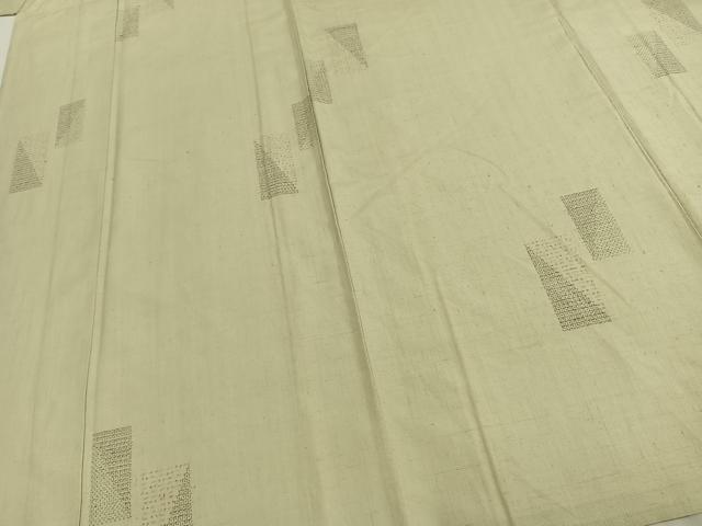平和屋着物▽結城紬 単衣 100亀甲 色紙文 正絹 逸品 AABC0346fy