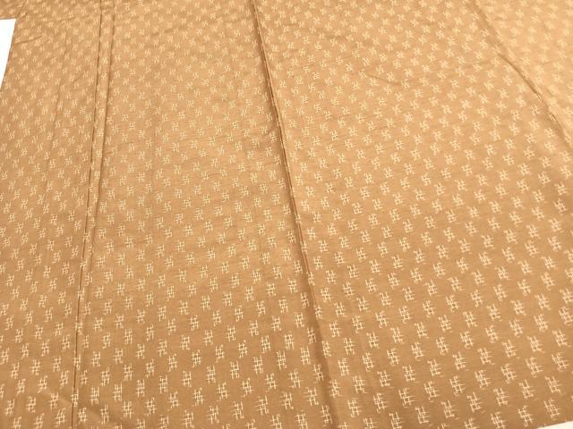 平和屋着物▽上質な紬 単衣 幾何学文様 正絹 逸品 AABC0354fy