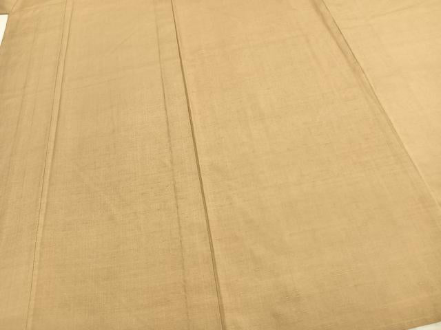 平和屋着物▽上質な紬 単衣 色無地 飴色 正絹 逸品 AABC0360fy