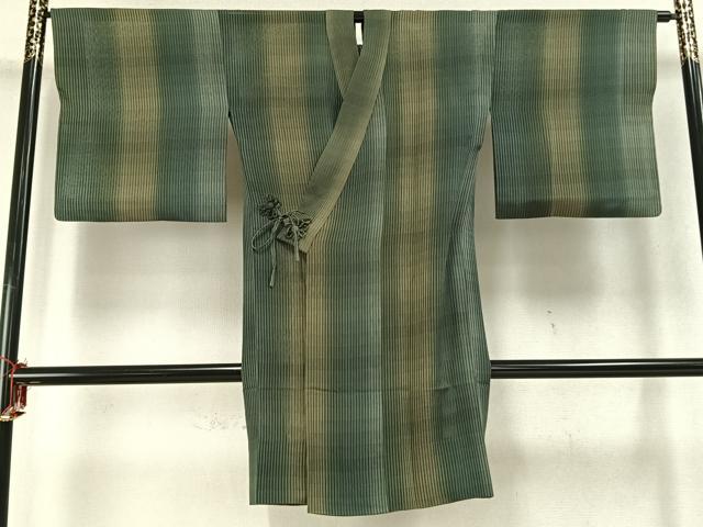 平和屋着物▽道中着 スリーシーズン 春夏秋 塵除け 縞 ロング丈 正絹 逸品 AABC0361fy