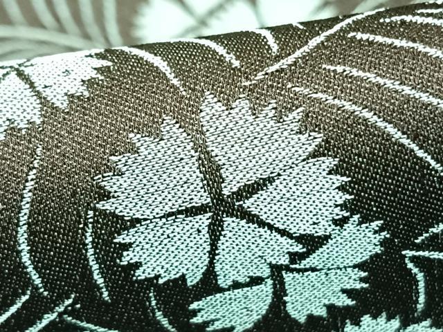 平和屋着物▽上質な小紋 単衣 草花文 黒地 正絹 逸品 AABC0373fy