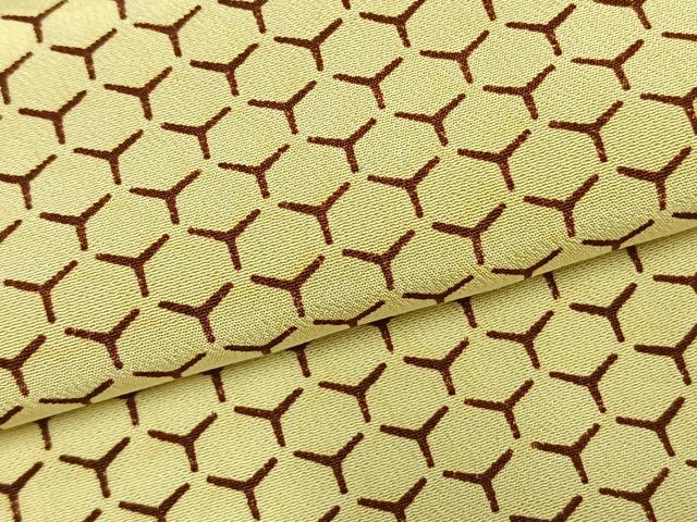 平和屋着物▽小紋 単衣 亀甲文様 洗える着物 AABC0412fy