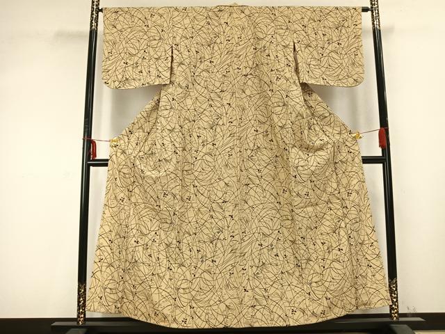 平和屋着物▽小紋 単衣 花蝶文 洗える着物 AABC0419fy