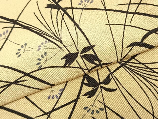 平和屋着物▽小紋 単衣 花蝶文 洗える着物 AABC0419fy