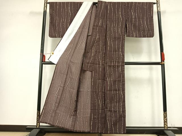 平和屋着物▽小紋 単衣 変わり縞 洗える着物 AABC0422fy