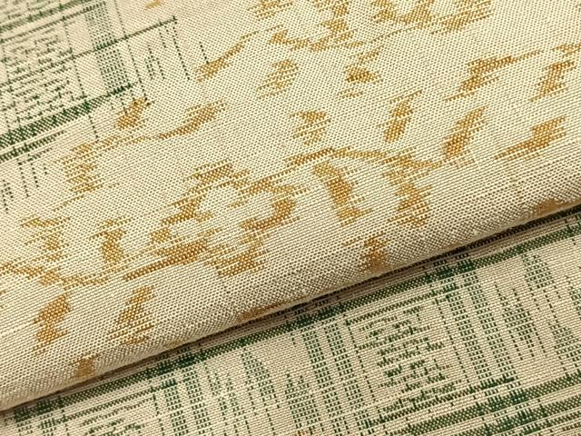 平和屋着物▽上質な紬 単衣 吉祥花文 正絹 逸品 AABC0424fy