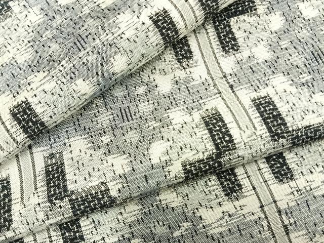 平和屋着物▽上質な紬 単衣 幾何学文様 正絹 逸品 AABC0426fy