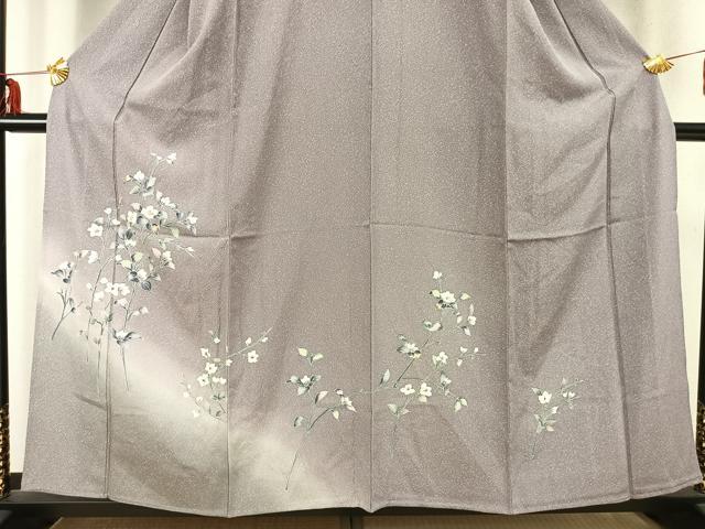 平和屋着物▽訪問着 単衣 枝花文 暈し染め 正絹 逸品 AABC0427fy