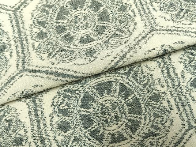 平和屋着物▽上質な紬 単衣 亀甲文様 正絹 逸品 AABC0430fy