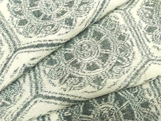 平和屋着物▽上質な紬 単衣 亀甲文様 正絹 逸品 AABC0430fy