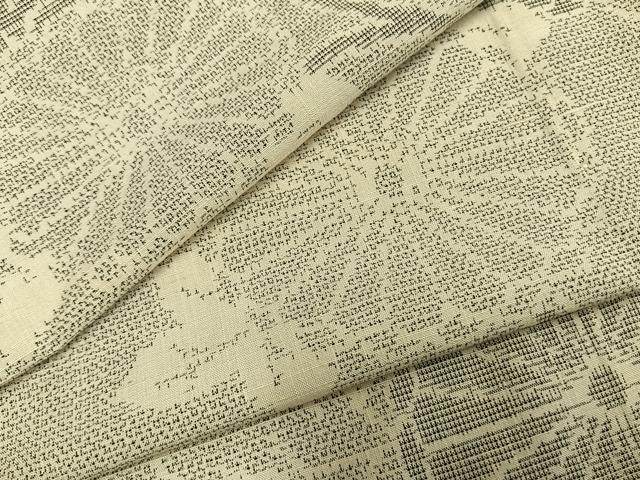 平和屋着物▽上質な紬 単衣 唐草花文 正絹 逸品 AABC0441fy
