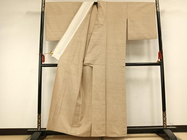 平和屋着物▽上質な紬 単衣 霞文 正絹 逸品 AABC0451fy