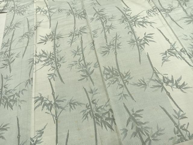 平和屋着物▽本場大島紬 白大島 単衣 笹竹文 正絹 逸品 AABC0459fy
