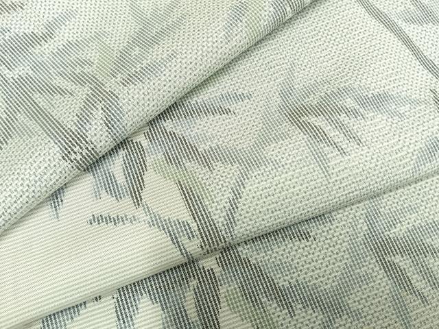 平和屋着物▽本場大島紬 白大島 単衣 笹竹文 正絹 逸品 AABC0459fy