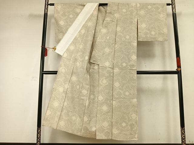 平和屋着物▽上質な紬 単衣 幾何学文様 正絹 逸品 AABC0463fy