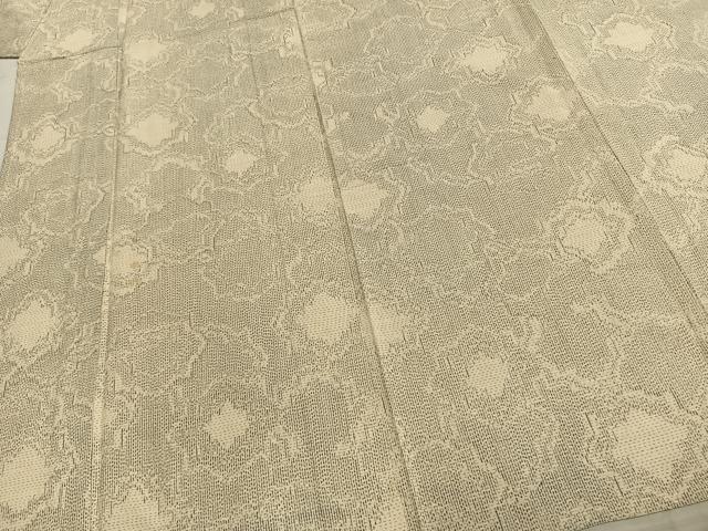 平和屋着物▽上質な紬 単衣 幾何学文様 正絹 逸品 AABC0463fy