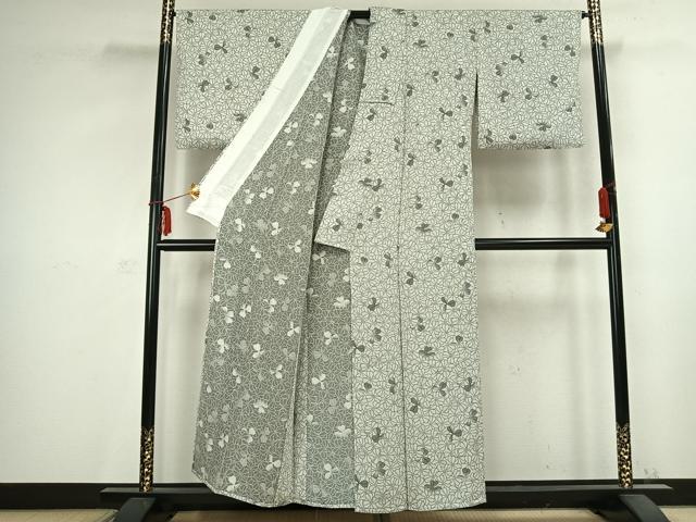 平和屋着物▽上質な小紋 単衣 お召地 花尽くし 正絹 逸品 AABC0486fy