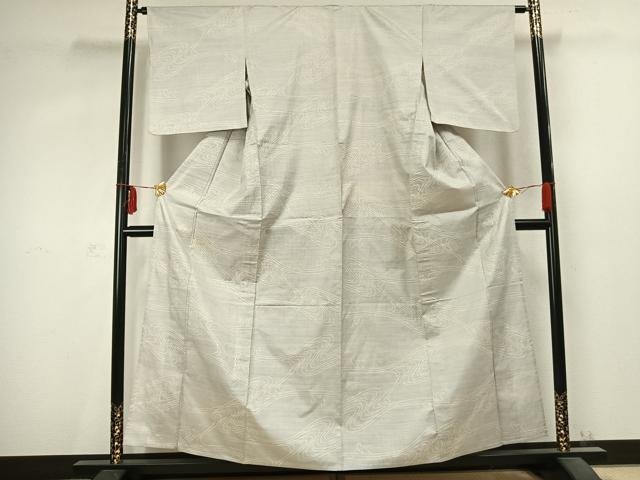 平和屋着物▽本場大島紬 白大島 単衣 9マルキ 流水文 正絹 逸品 AABC0495fy