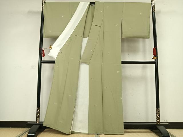 平和屋着物▽上質な小紋 単衣 枝花文 金彩 ますいわ屋扱い 正絹 逸品 AABC0511fy