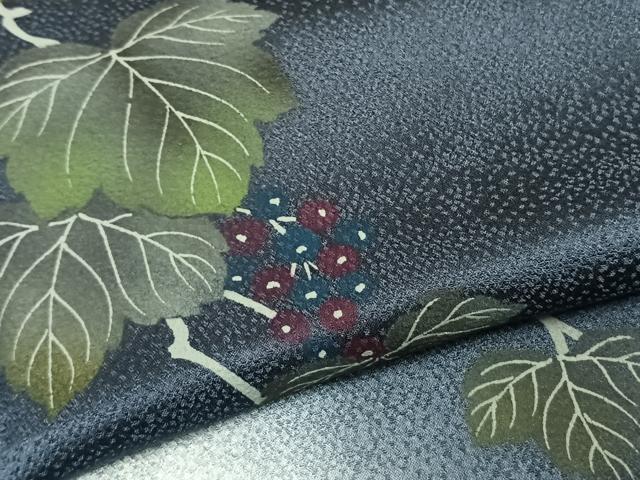 平和屋着物▽訪問着 単衣 葡萄蔦の葉文 暈し染め 正絹 逸品 AABC0540fy