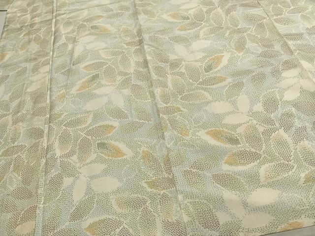 平和屋着物▽上質な紬 単衣 葉尽くし 正絹 逸品 AABC0546fy