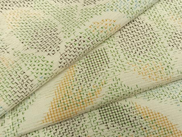 平和屋着物▽上質な紬 単衣 葉尽くし 正絹 逸品 AABC0546fy