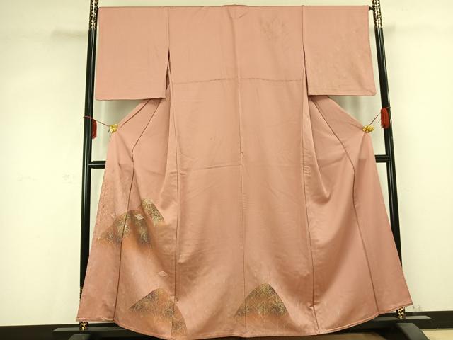 平和屋着物▽訪問着 単衣 刺繍 風景文 金銀彩 正絹 逸品 AABC0559fy