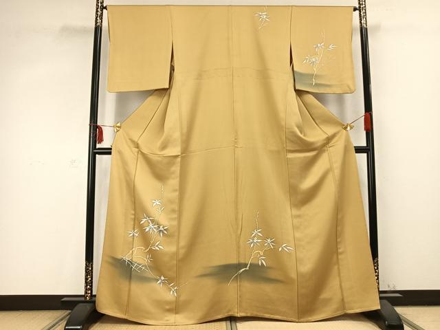 平和屋着物▽訪問着 単衣 刺繍 枝花文 暈し染め 正絹 逸品 AABC0562fy
