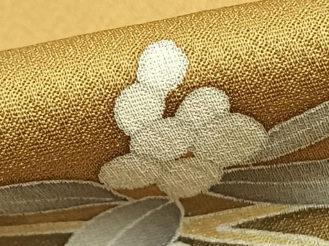 平和屋着物▽訪問着 単衣 刺繍 枝花文 暈し染め 正絹 逸品 AABC0562fy
