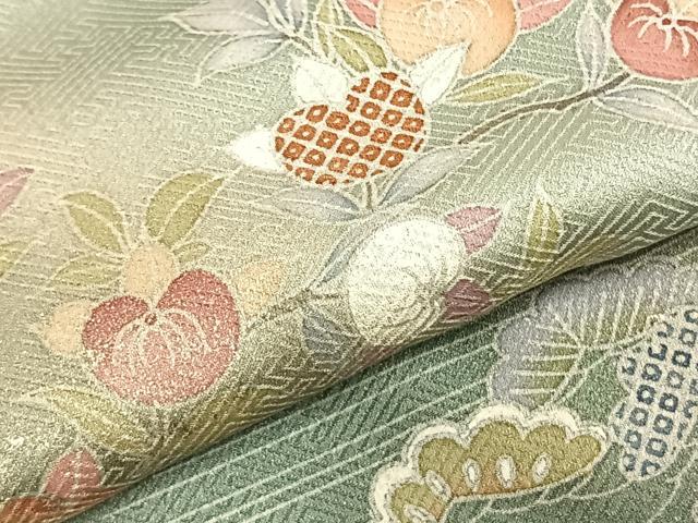 平和屋着物▽訪問着 単衣 風景草花文 暈し染め 金彩 正絹 逸品 AABC0574fy