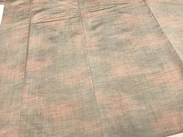 平和屋着物▽上質な紬 単衣 縞 正絹 逸品 AABC0583fy