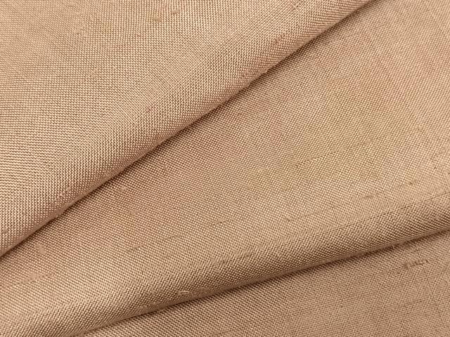 平和屋着物▽上質な紬 単衣 色無地 水柿色 正絹 逸品 AABC0592fy