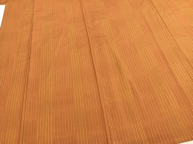 平和屋着物▽上質な紬 単衣 縞 白川 反端付き 正絹 逸品 AABC0596fy