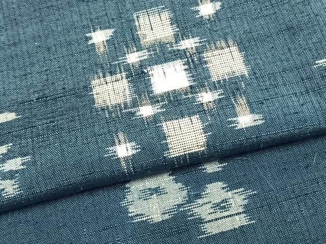 平和屋着物▽上質な紬 単衣 幾何学花文 正絹 逸品 AABC0598fy